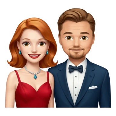 leonardo di caprio and Jessica Chastain in a red dress sticker