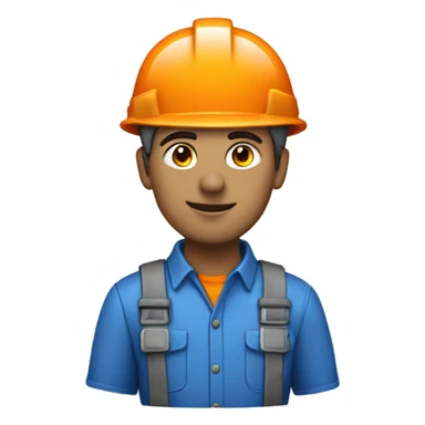 Ingeniero con casco naranja , camisa azul sticker