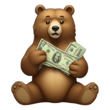 Bear with a cash bill sticker
