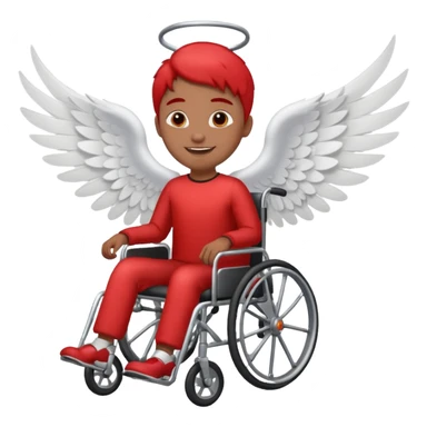 "Emoji representing mobility, speed, and overcoming obstacles, featuring a person in a red wheelchair with wings" sticker