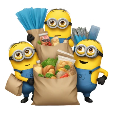 Minions with food in bags sticker