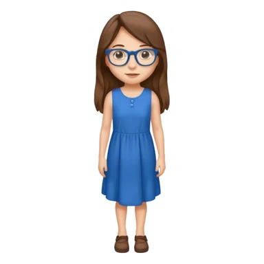 Full body Girl with glasses and long brown hair sticker