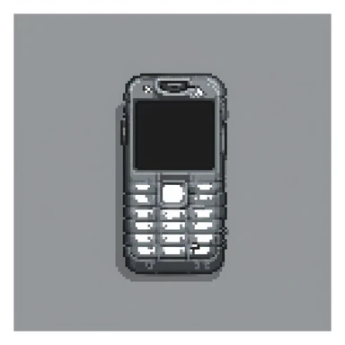 cell phone, Minecraft tool, blocky, simple, black and gray sticker