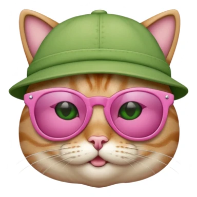 cat wearing green sunglasess and a piunk hat sticker