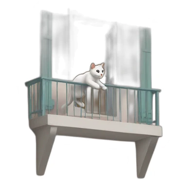 Cat jumping off balcony sticker