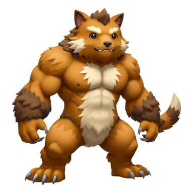 Stocky Quadrupedal Thick-furred Muscular Mountainous Pokémon-Fakémon-Digimon-Creature, (full body) sticker