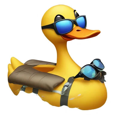Duck with sunglasses on and swimming in a duck floatie on sea sticker