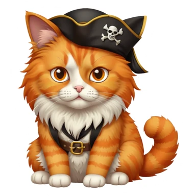 cat full body sitting next to a pirate with one eye patch sticker