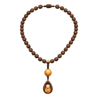 monk necklace object icon, wooden prayer beads with simple pendant, spiritual minimal design, natural wood texture, subtle sacred aura, 3D cartoon style, mobile game icon style, centered, clean background, no text, no watermark
 sticker