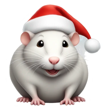 Fat happy rat with a red christmas santa hat  sticker