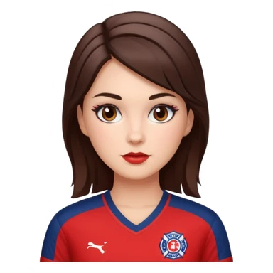 Brunette woman wearing chicago fire fc jersey with cute makeup on sticker