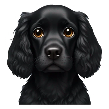 Small completely black spaniel with black fur on his whole face and white fur only on his chest sticker
