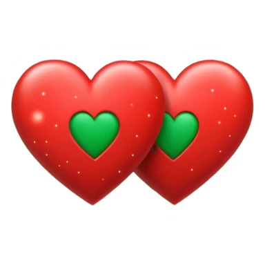 two hearts orbiting around each other like binary stars. one is red, the other is green sticker