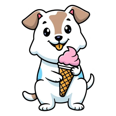 dog eating ice cream sticker