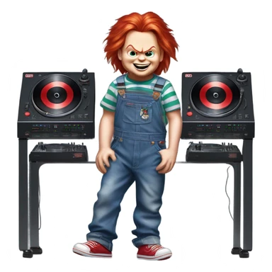 Chucky asa dj sticker