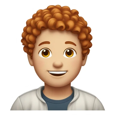 Bading redish curly little hair guy with corners in the hair chubby smiling sticker
