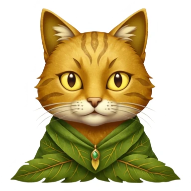 ancient cat with leaf cloth sticker
