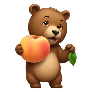 bear holding a peach sticker