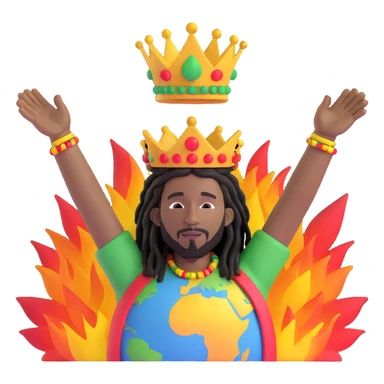 A rasta man bigging up di whole world 🌍🔥🤲🏾, reggae vibes 🎶, love and unity ✨💛💚❤️, every nation stand strong 🇯🇲🌐👑. sticker