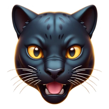 Cinematic Comical Panther Portrait Emoji, Head tilted dramatically with an exaggeratedly shocked expression, featuring a sleek, muscular body with wide, comically expressive eyes full of humorous disbelief, Simplified yet hilariously expressive features, highly detailed, glowing with a slightly sassy dark glow, high shine, dramatic yet playful, stylized with an air of quirky feline attitude, soft glowing outline, capturing the essence of a meme-worthy panther that looks ready to side-eye its way into viral fame! sticker