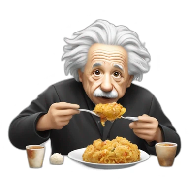 Albert Einstein eating a panda sticker