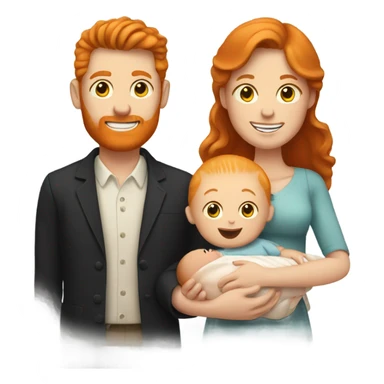 Ginger husband and wife holding a baby sticker