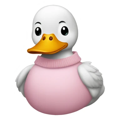 Duck wearing soft pink sweater sticker