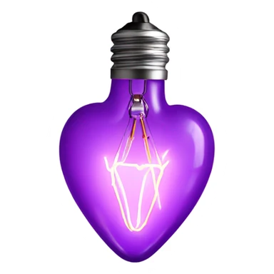 Realistic isolated purple heart shaped string light bulb . sticker