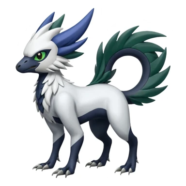 Shiny Black Grey White and Dark-Green Trico-Nargacuga-Silvally-Absol-fusion sticker
