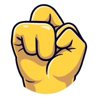 fist icon with a small heart floating above it, clean and modern sticker