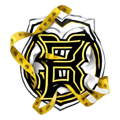 Give me a Boston Bruins logo with medical or caution, tape wrapped around it sticker