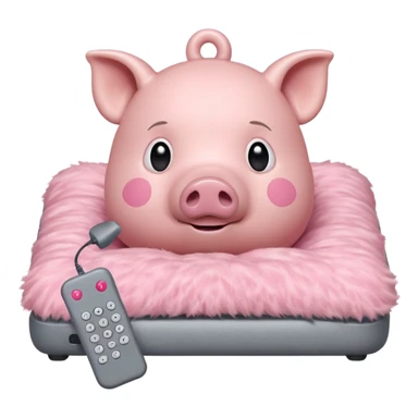 Pig on a bed with remote control  sticker