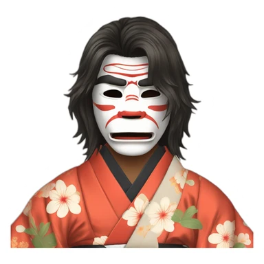 hot-guy-noh-dog-mask-longhair-japanese-kimono sticker
