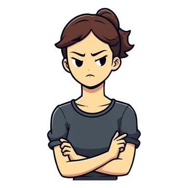 Arms crossed holding neck angry girl sticker