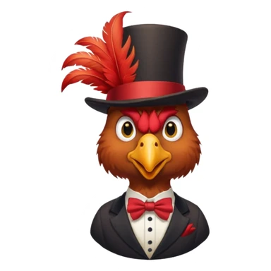 rooster wearing top hat sticker