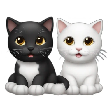 two cute cats, one white, white, black one black, black, white sticker