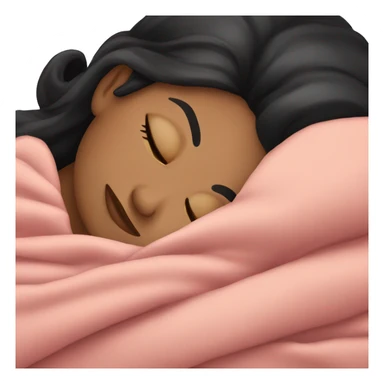 lady with black hair sleeping with blanket around her sticker