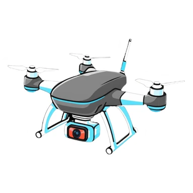 FPV drone cartoonish energetic pose sticker