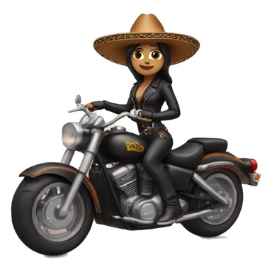 Sombrero girl in leather on a motorcycle sticker