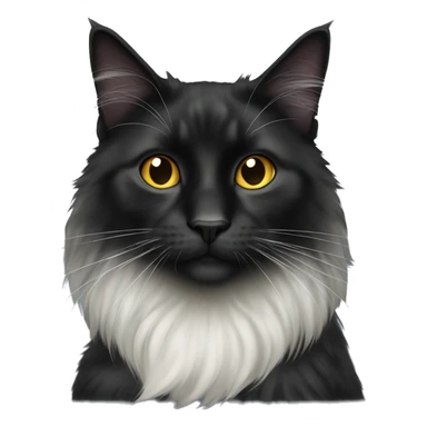 Black domestic longhair cat sticker