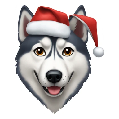 Husky with eye eyes wearing a Santa cap sticker