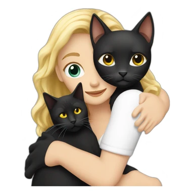 blond woman and black cat hug sticker