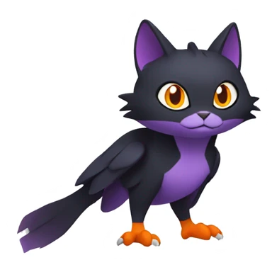 Cool Black Noibat-Quilava-Cat-Pokémon with orange belly and purple markings Full Body sticker