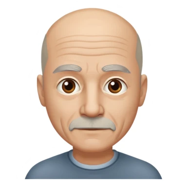 60 year old bald man with stubble and grey sticker