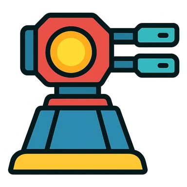 sci fi turret color outline icon with energy core sticker