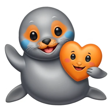 a seal in love with orange heart sticker
