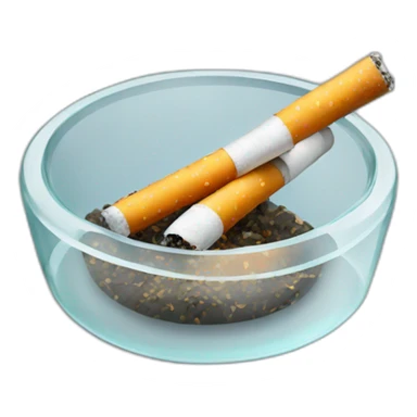 glass ashtray with cigarette sticker