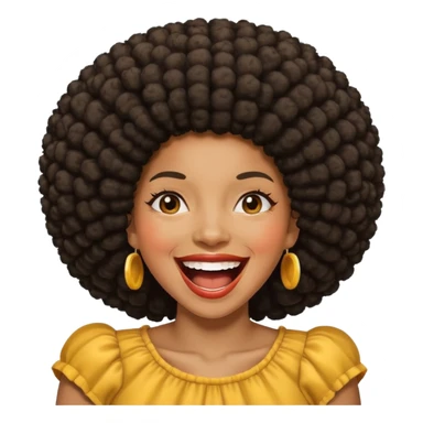Black woman with an afro laughing hard sticker