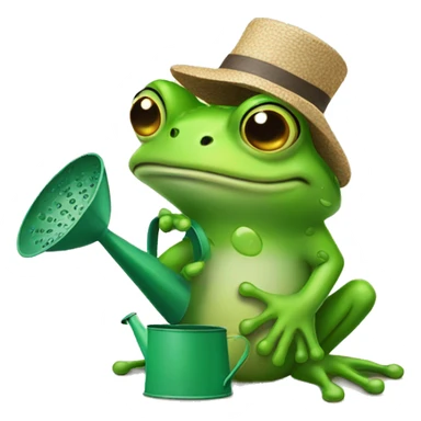 frog with watering can sticker
