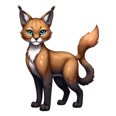 Vibrant dark edgy gothic Falvie-Fionbri-Bobcat-Caracal-creature-sparkle-feline-fursona, full body sticker